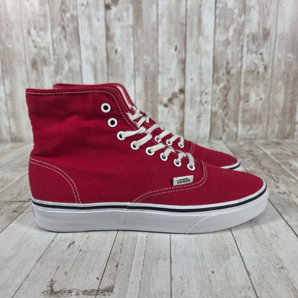Vans Authentic High Top Red Canvas Sneakers Womens 8 Mens 6.5 TC9R